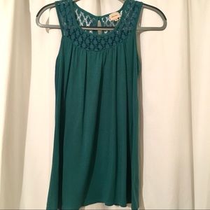 Ella Moss Teal Top with Crochet Neckline